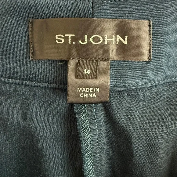 ST. JOHN Women's Size 14 Navy Blue Wool Blend Straight Leg Dress Pants Career - Picture 10 of 12